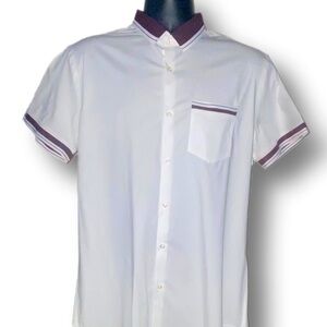 Zara Man button shirt | XL - Slim Fit | white/plum | Good Condition